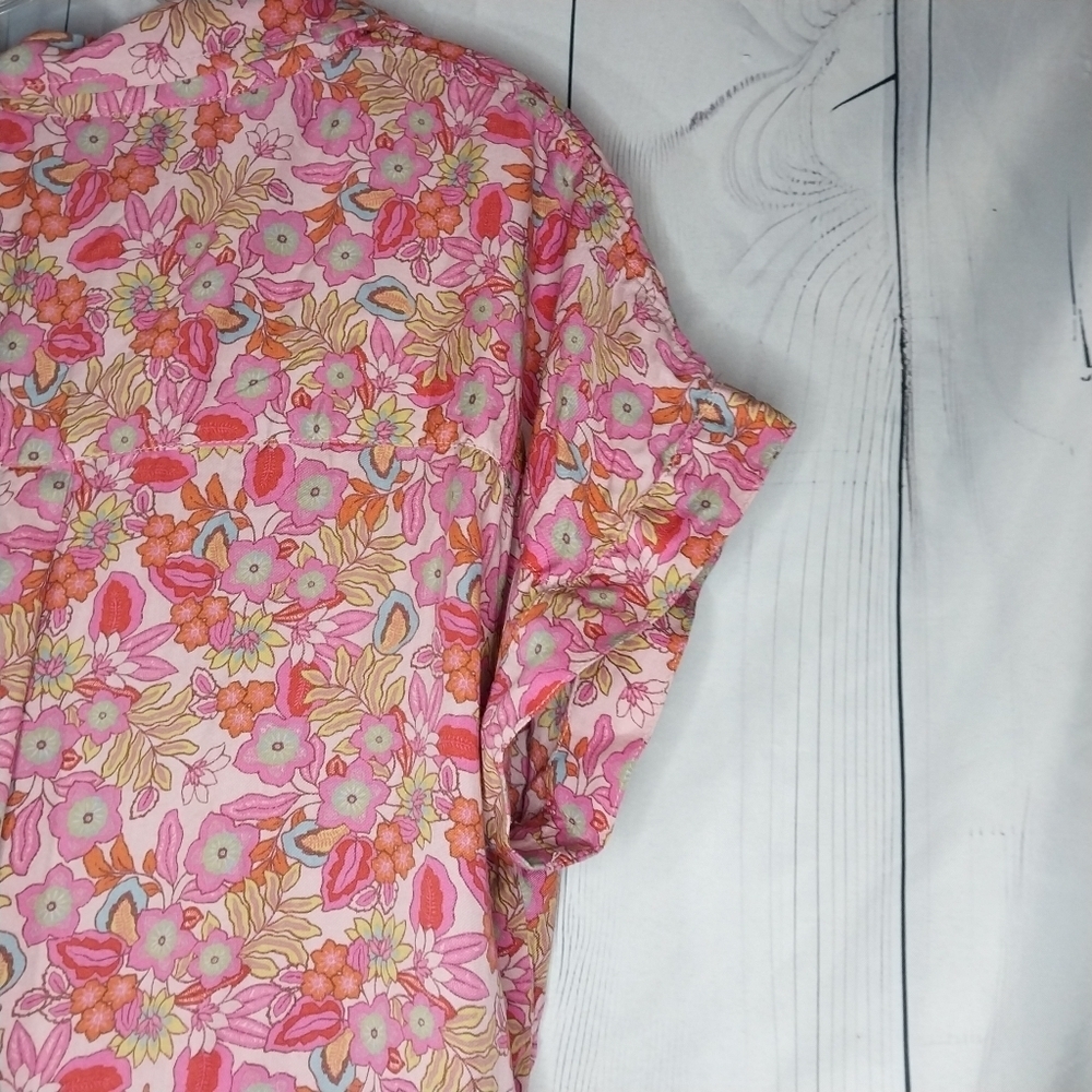 Lucky Brand Women's Pink Button Down Loose Fit Casual Boho Cottagecore Top - Picture 9 of 13